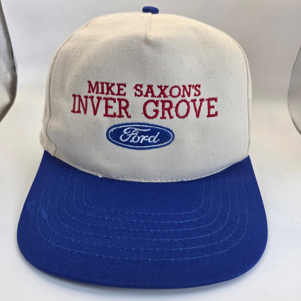 Vintage KC Mike Saxon's Inver Grove Ford Snapback Hat OSFA Dealership Cap USA
